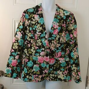 BFA Classics black floral unlined Blazer